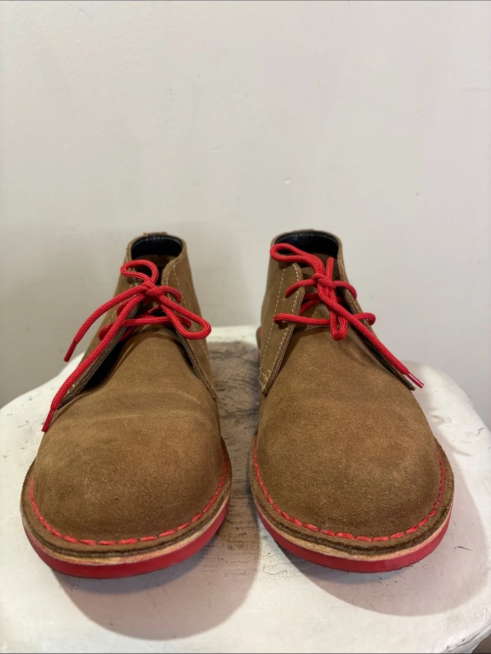 Veldskoen Heritage Pinotage Red Sole Red Laces Suede Leather Chukka Boot US 8